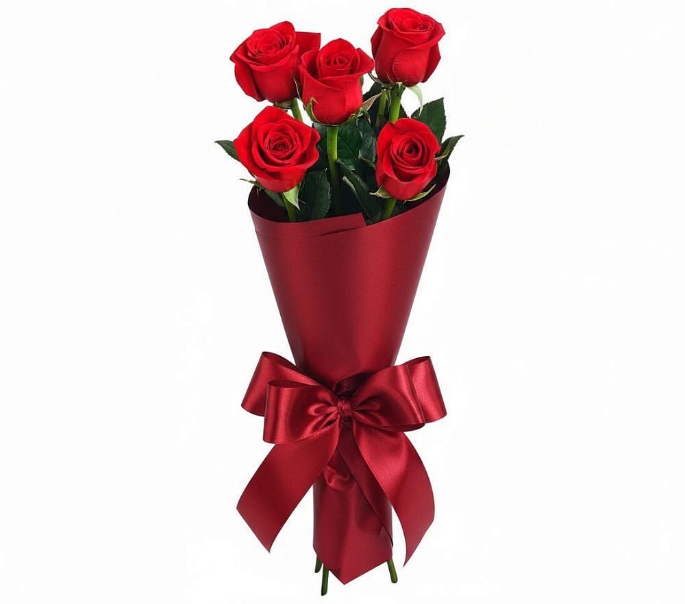 Букет 5 Красных роз Эдлесс Лав в Российском Краснодарский край