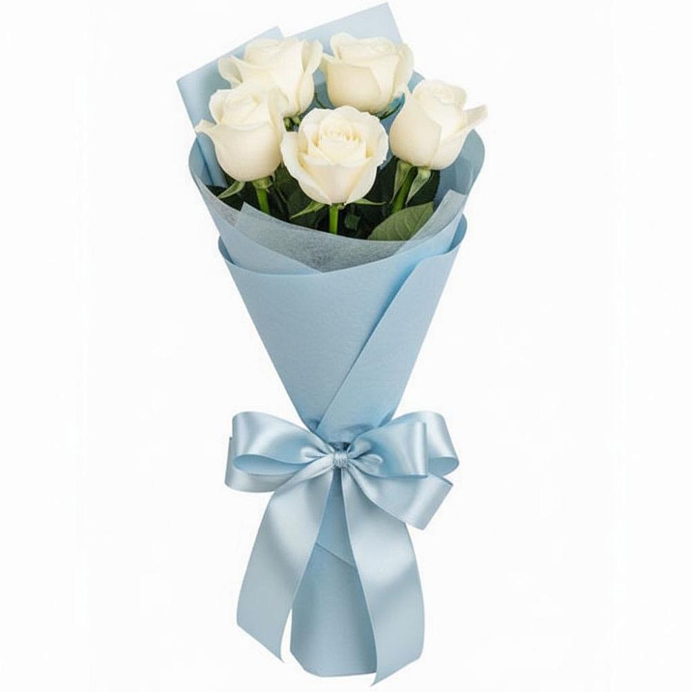 Букет 5 Белых роз Проуд в Российском Краснодарский край