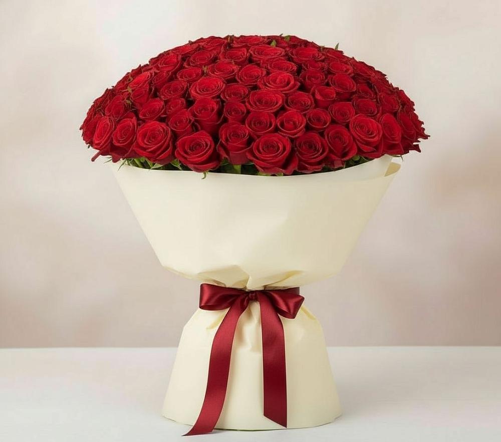 Букет 101 Красная роза Милано в Российском Краснодарский край