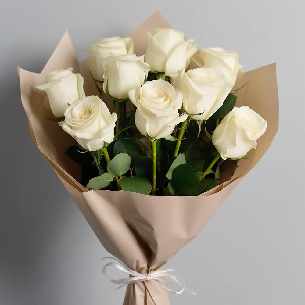 Букет 9 Белых роз Эдлесс Лав в Российском Краснодарский край