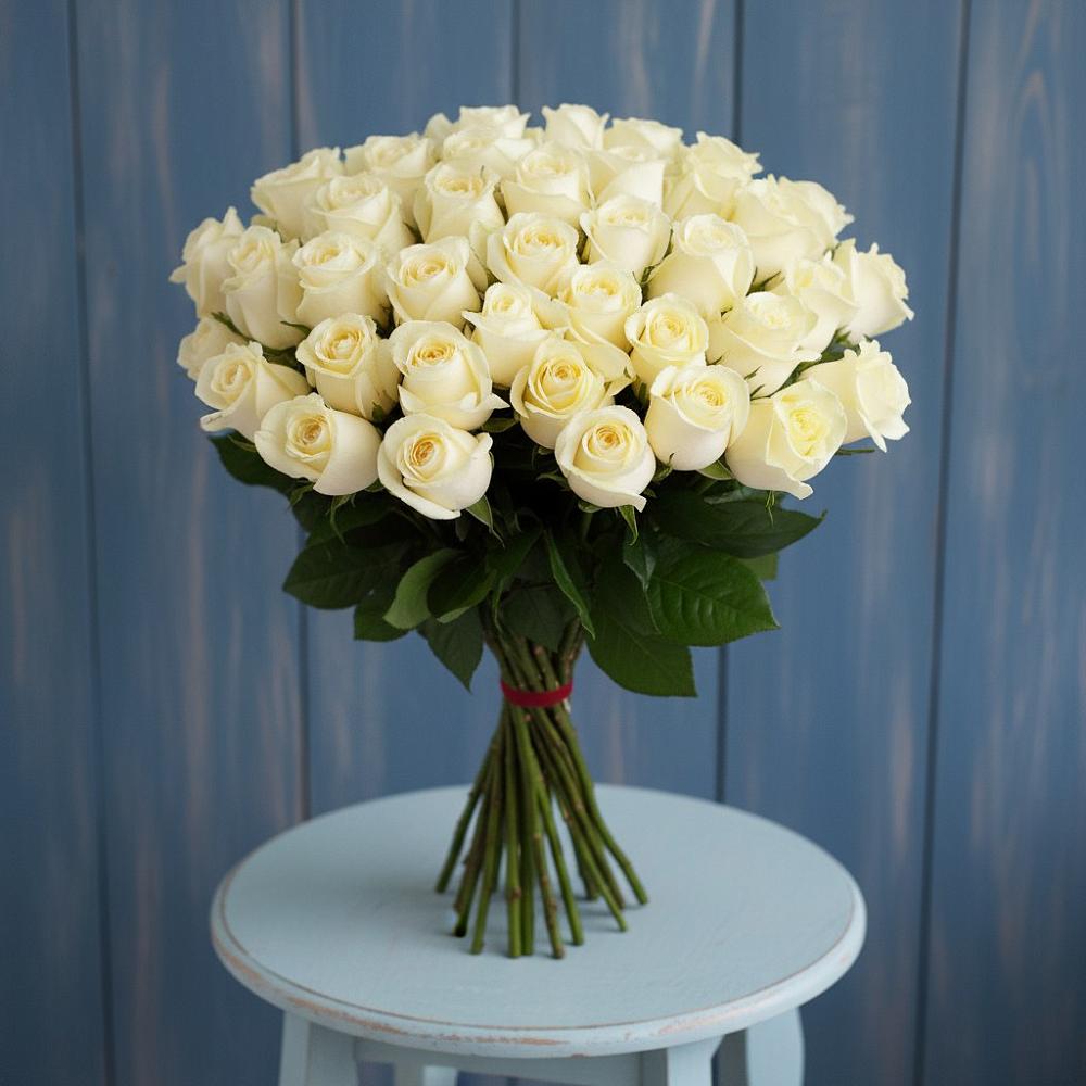 Букет 51 Белая роза Эдлесс Лав в Российском Краснодарский край