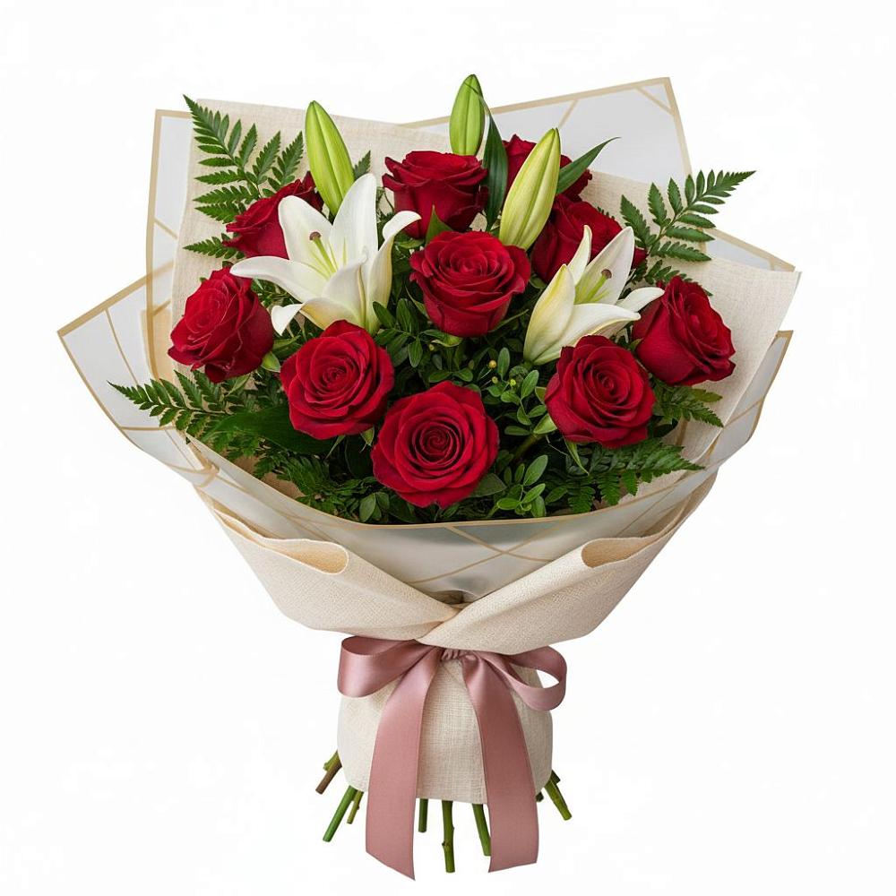 Букет цветов из: Лилии и Розы в Российском Краснодарский край