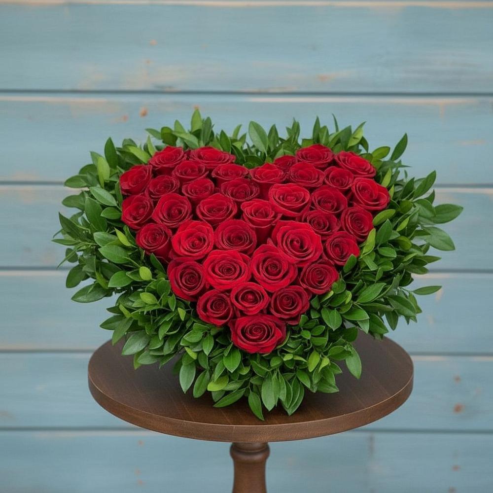 Цветочная композиция из Розы в виде сердца в Российском Краснодарский край