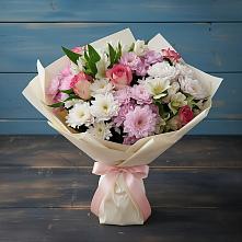 Букет цветов из:  Хризантемы, Альстромерии и Розы в Российском Краснодарский край