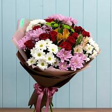 Букет цветов из:  Розы, Хризантемы и Альстромерии в Российском Краснодарский край