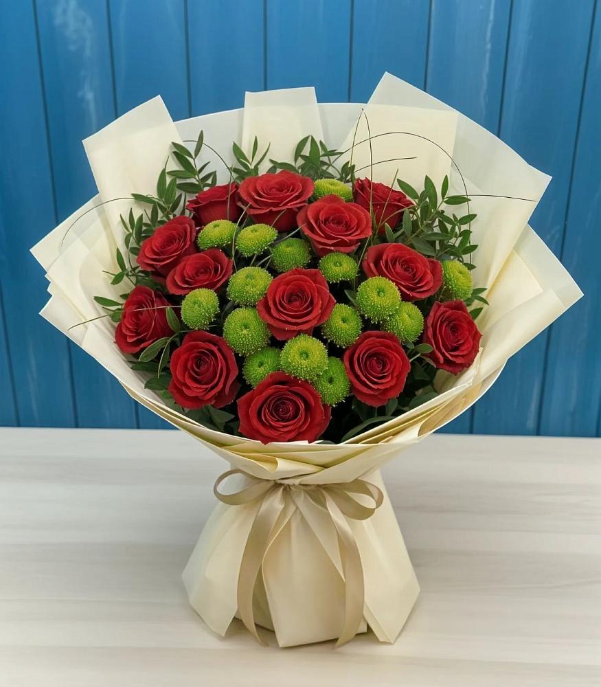 Букет цветов из: Розы и Хризантемы в Российском Краснодарский край